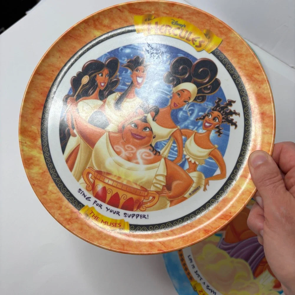 Vintage Disney Hercules Melamine Plates Set of 3 Megara Zeus The Muses 1997